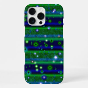 Blue Green Stripes with Stars and Raindrops iPhone 16 Pro Max Case