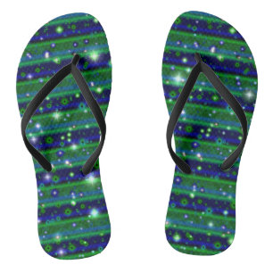Blue Green Stripes with Stars and Raindrops Jandals