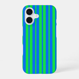 Blue Green Stylish Stripes Pattern Design iPhone 16 Case