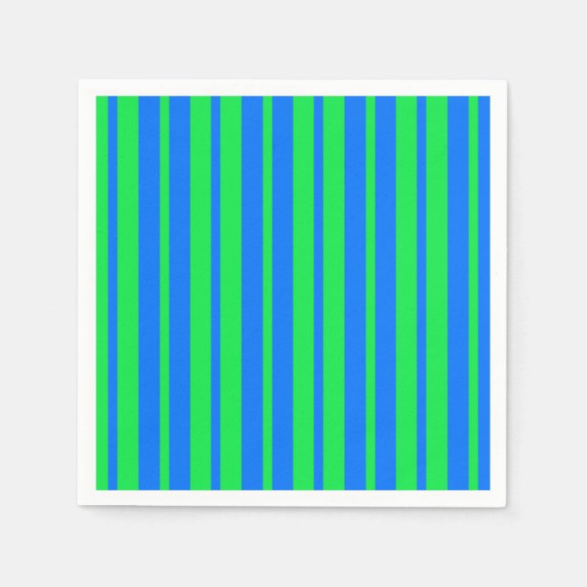 Blue Green Stylish Stripes Pattern Design  Napkin (Front)