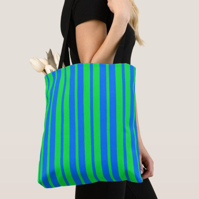 Blue Green Stylish Stripes Pattern Design  Tote Bag (Creator Uploaded)