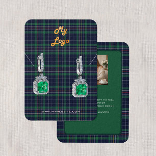 Blue Green tartan jewellery photo display card