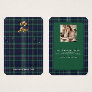Blue Green tartan jewellery photo display card