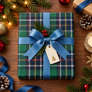 Blue Green Tartan Plaid Classic Christmas Wrapping Paper