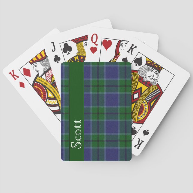 Blue & Green Tartan Plaid Playing Cards (Back)