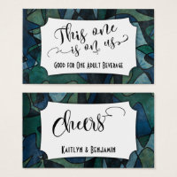 Blue, green Teal Abstract Art Drink Ticket