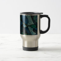 Blue Green Teal Digital Stained Glass Abstract Art