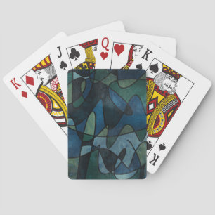 Blue Green Teal Digital Stained Glass Abstract Playing Cards