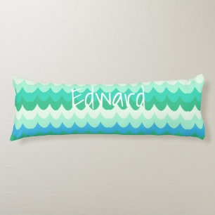 Blue, Green & Teal Geometric Sea Waves Body Cushion