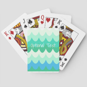 Blue, Green & Teal Geometric Sea Waves Playing Cards