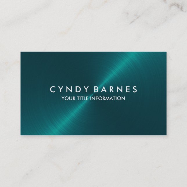 Blue Green Teal Metallic Look Sheen Business Card (Front)