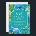Blue Green Teal Watercolor 80th Birthday Invitation<br><div class="desc">80th birthday party invitation with a blue,  green,  and teal watercolor/alcohol ink background and scalloped frame. Contact me for assistance with your customisations or to request additional matching or coordinating Zazzle products for your celebration.</div>