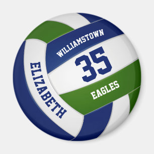 Blue green team colours volleyball club magnet
