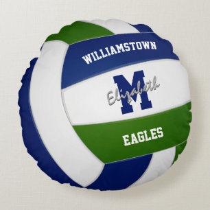 blue green team colours volleyball sports room round cushion