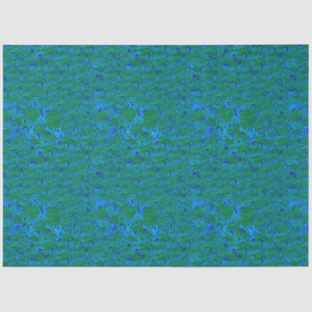 Blue, Green Textures Fish in the Sea Tissue Paper (Front)