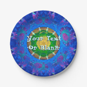 Blue-Green Tie Dye Paper Plate