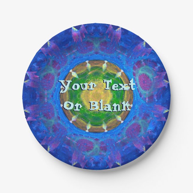 Blue-Green Tie Dye Paper Plate (Front)