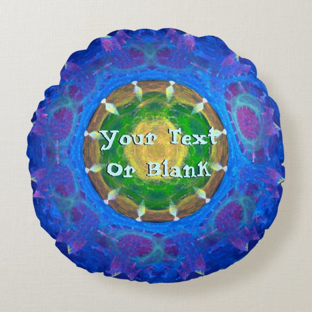 Blue-Green Tie Dye Round Cushion (Front)