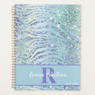 Blue Green Tiger Zebra Glitter Personalised Planner