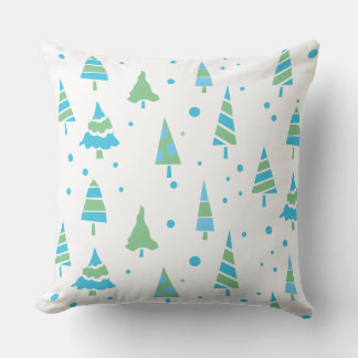 BLUE GREEN TREES Forest Woods Christmas Throw Cushion
