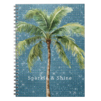 Blue Green Tropical Palm Tree Sparkle 