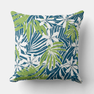 Blue & Green Tropical Throw Pillow