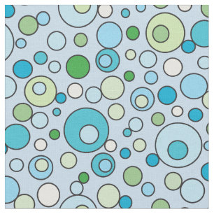 Blue Green Turquoise Bubbles Spot Pattern Print Fabric