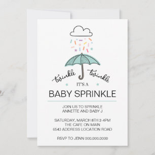 Blue Green umbrella twinkle baby sprinkle download Invitation