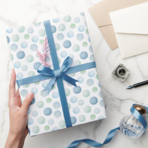 Blue Green Under the Sea Watercolor Bubbles Wrapping Paper