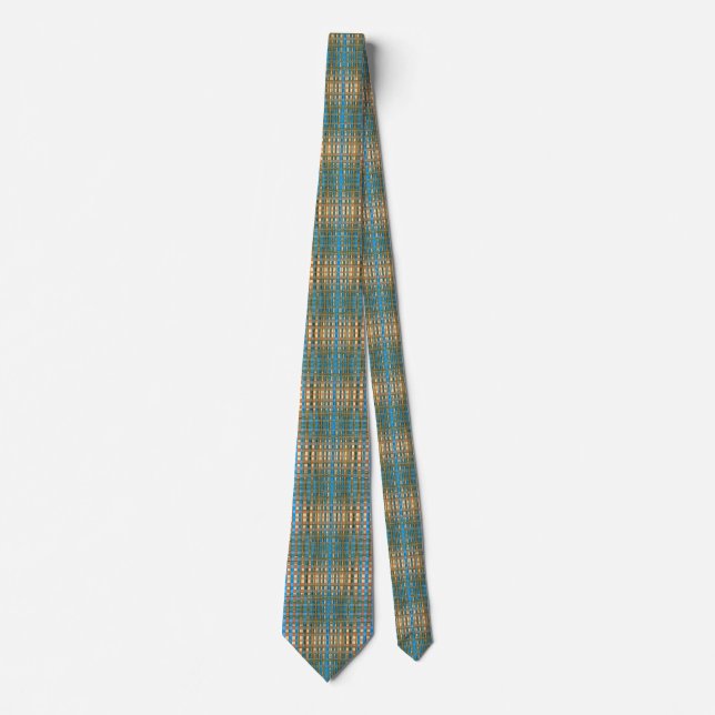 Blue Green Unique Abstract Sine Waves Pattern Tie (Front)
