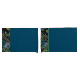 Blue Green Vintage Wallpaper Trimmed Pattern Pillowcase