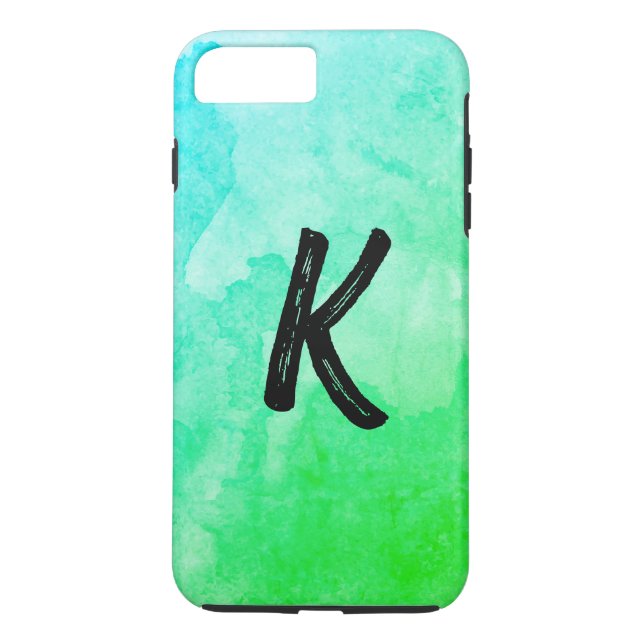 Blue Green / Water Colour / Monogram Case-Mate iPhone Case (Back)