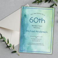 Blue Green Watercolor 60th Birthday for Him 