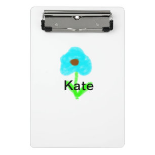 Blue green watercolor add your name tex mini clipboard