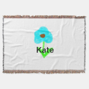 Blue green watercolor add your name tex throw blanket