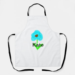 Blue green watercolor add your name text custom apron