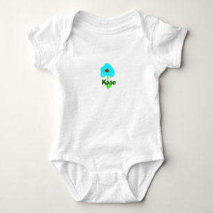 Blue green watercolor add your name text custom  baby bodysuit