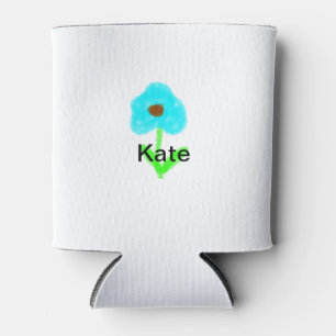 Blue green watercolor add your name text custom  can cooler