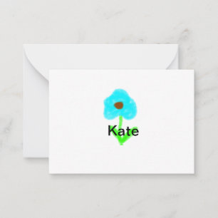 Blue green watercolor add your name text custom card