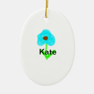 Blue green watercolor add your name text custom  ceramic tree decoration