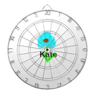 Blue green watercolor add your name text custom dartboard