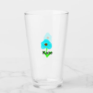 Blue green watercolor add your name text custom glass