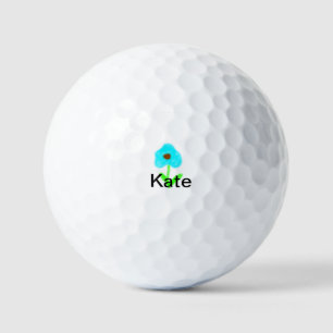 Blue green watercolor add your name text custom  golf balls