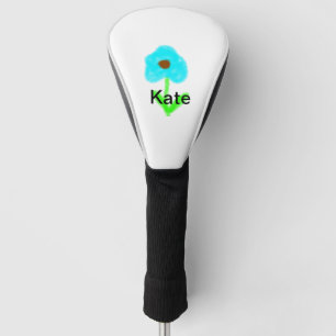 Blue green watercolor add your name text custom  golf head cover