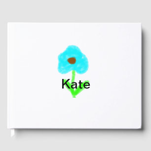 Blue green watercolor add your name text custom guest book