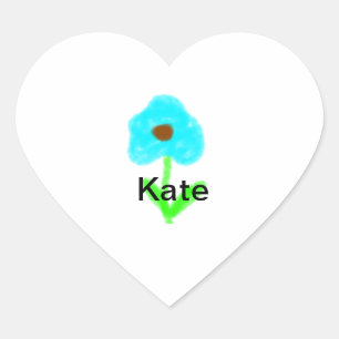 Blue green watercolor add your name text custom heart sticker