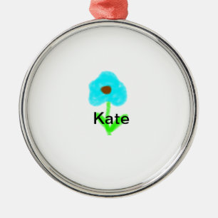 Blue green watercolor add your name text custom  metal tree decoration
