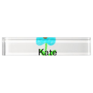Blue green watercolor add your name text custom  nameplate