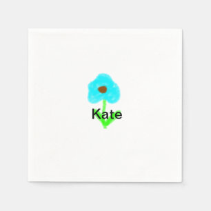 Blue green watercolor add your name text custom napkin