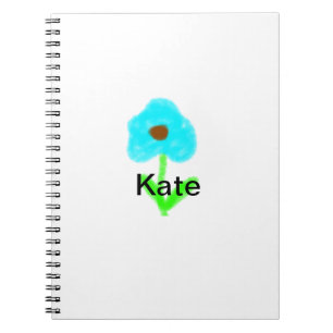 Blue green watercolor add your name text custom  notebook